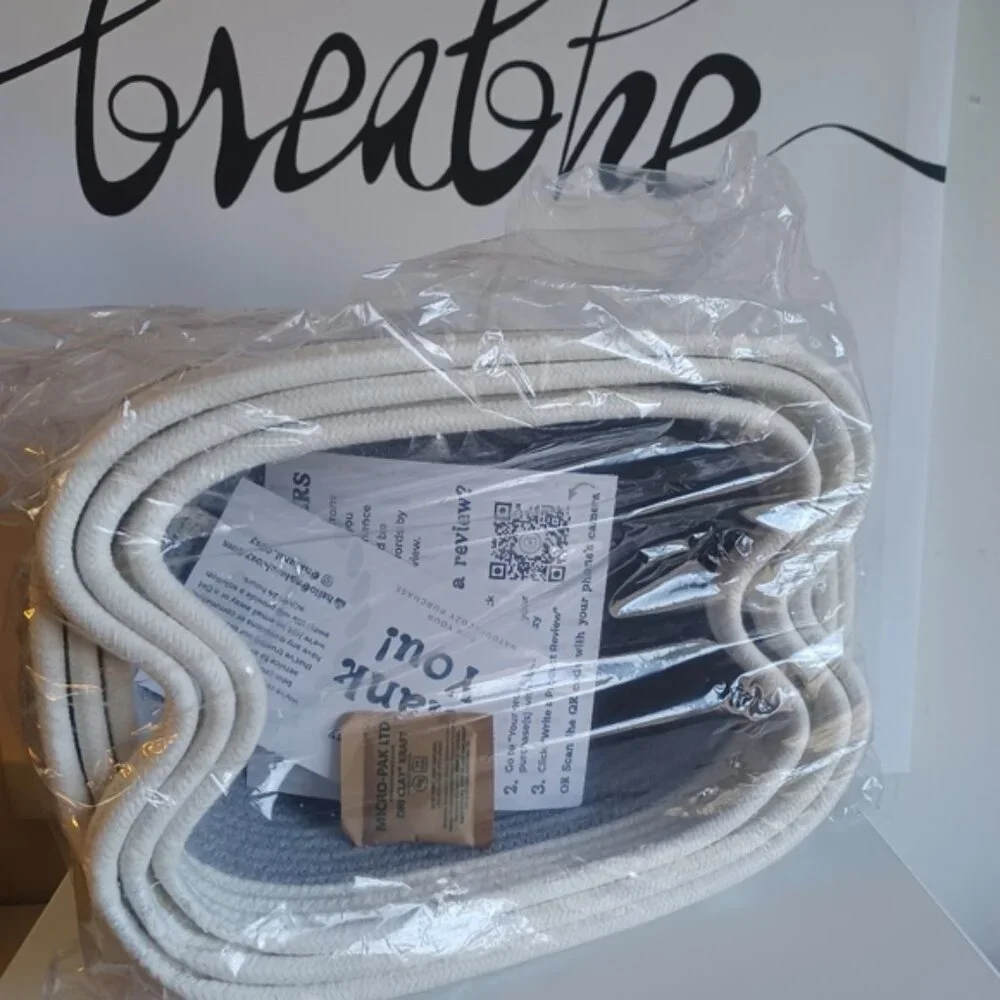 Oval Cotton Rope Storage Basket Set | Set of 3 | Neutral Off-White & Gray